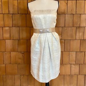 Antonio Melani gold ivory strapless cocktail dress